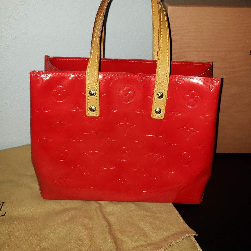 LV Vernis Rouge patent bag, red